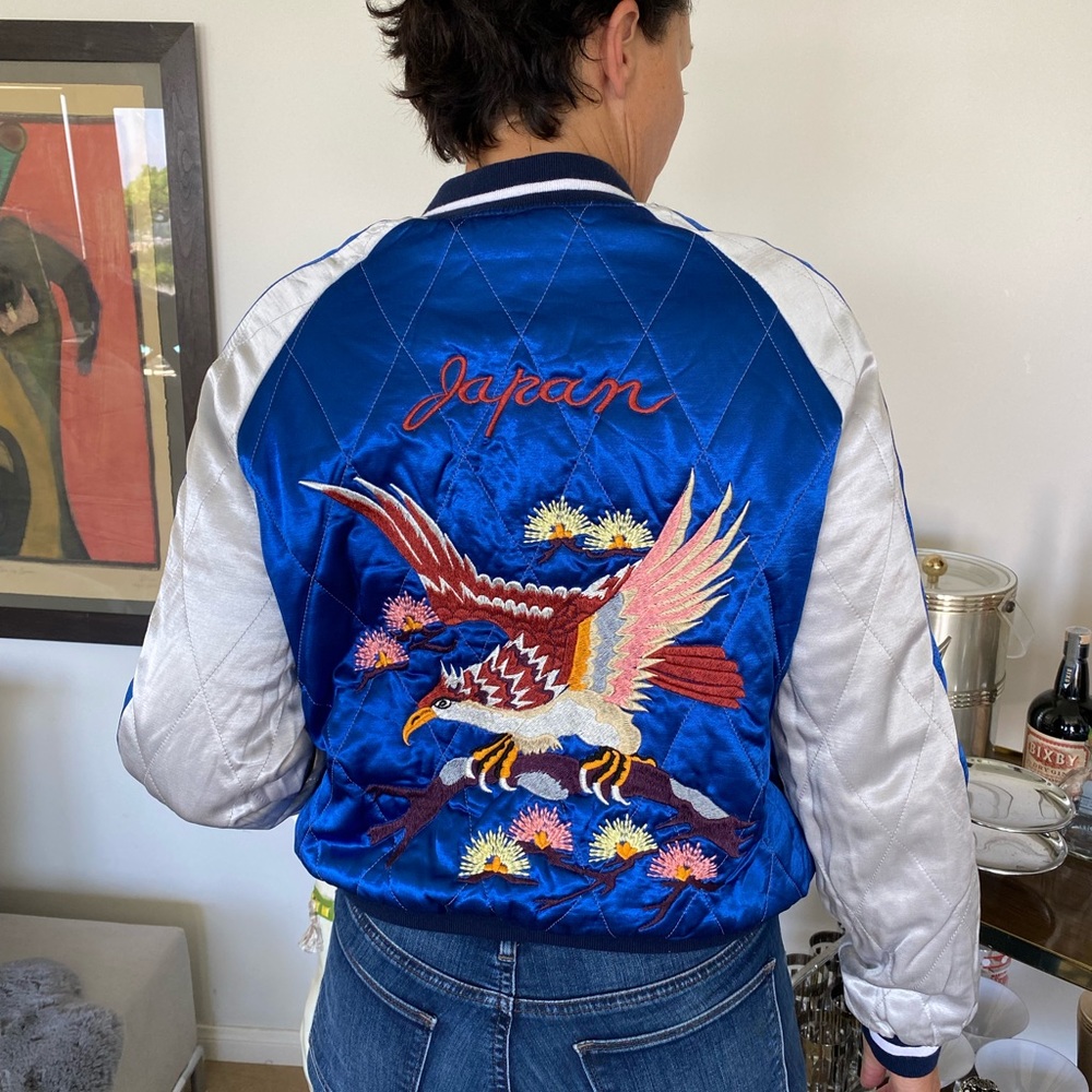 Satin embroidered Bomber jacket. Reversible
